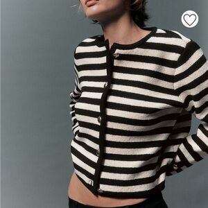 H&M black and white striped cardigan